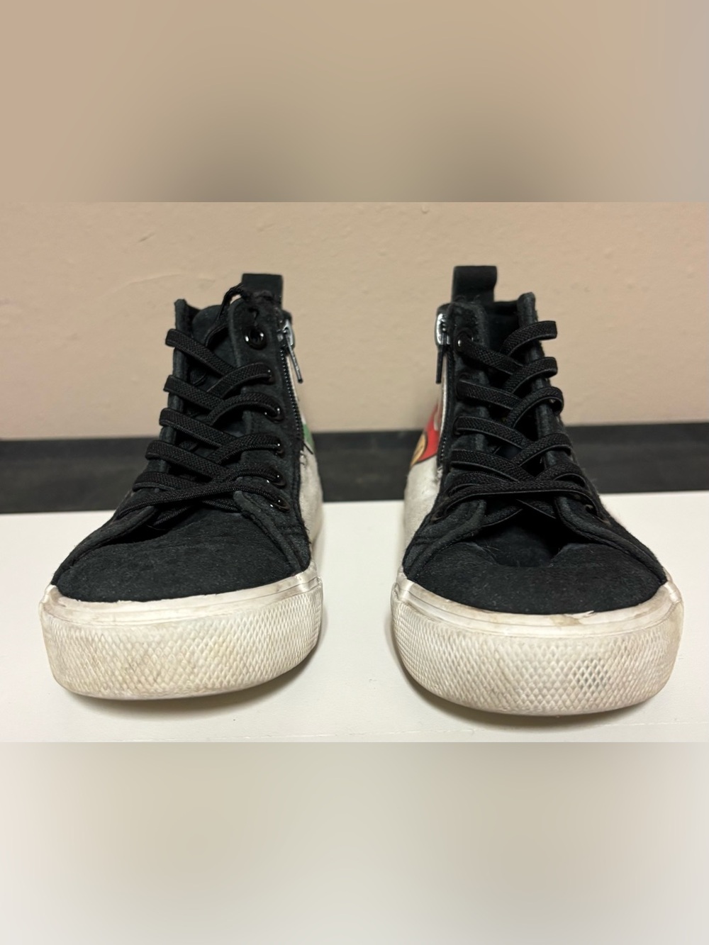 Super Mario Kids Black High-Top Sneakers with Side Zip